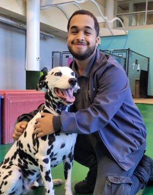 a man with a dog